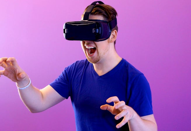 Person playing a VR videogame